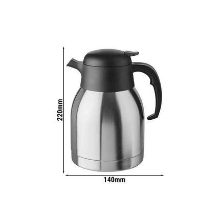GGM Gastro (6 pcs) Stainless Steel Vacuum Jug - CLASSIC - 1.5L - One-Handed Operation - Height 220mm