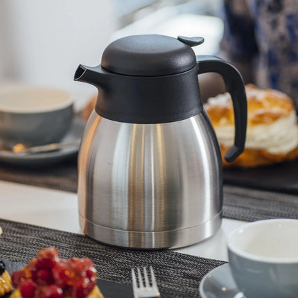 GGM Gastro (6 pcs) Stainless Steel Vacuum Jug - CLASSIC - 1.5L - One-Handed Operation - Height 220mm