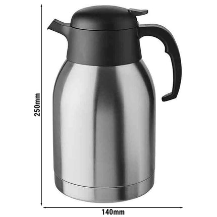 GGM Gastro (6 pcs) Stainless Steel Vacuum Jug - CLASSIC - 2L - One-Handed Operation - Height 250mm