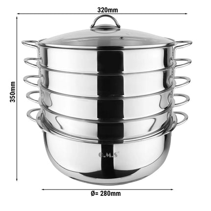GGM Gastro (6 pcs) Steam Cooker - Stainless Steel - 5.8L - Ø 280mm - Height: 350mm - incl. Lid