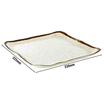 GGM Gastro (6 pcs) STONE ART | Plate - Melamine - 330x325mm - White/Brown