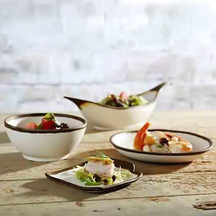 GGM Gastro (6 pcs) STONE ART | Plate - Melamine - 330x325mm - White/Brown