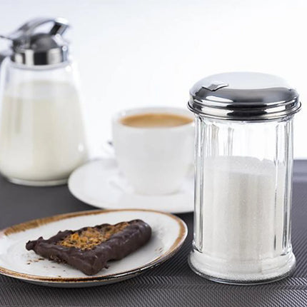 GGM Gastro (6 pcs) Sugar Pourer - Glass - 320ml - Height: 135mm - with Side Hole and Flap