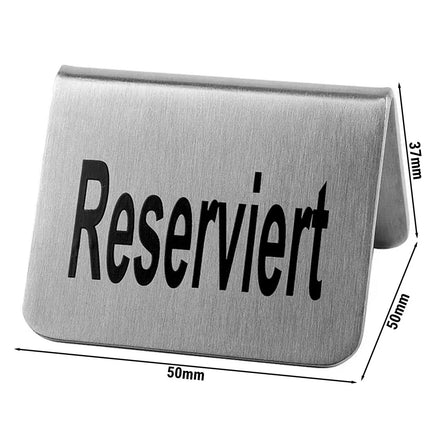 GGM Gastro (6 pcs) Table Tent - 2-piece Set - "Reserved" - Stainless Steel - 55x35mm