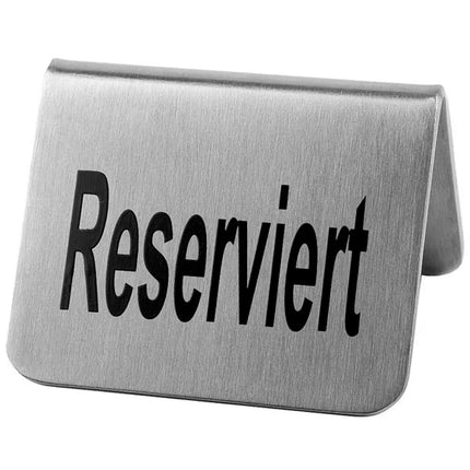 GGM Gastro (6 pcs) Table Tent - 2-piece Set - "Reserved" - Stainless Steel - 55x35mm