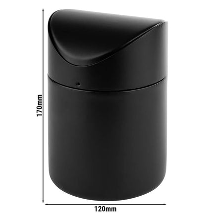 GGM Gastro (6 pcs) Table top bin - Swing bin - 1.2L - 120x120x170mm - with removable swing lid; bayonet closure - Black - Stainless steel