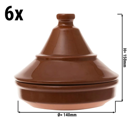GGM Gastro (6 pcs) Tapas bowl with lid - CLASSICO - Stoneware - round - Ø 140mm - Brown