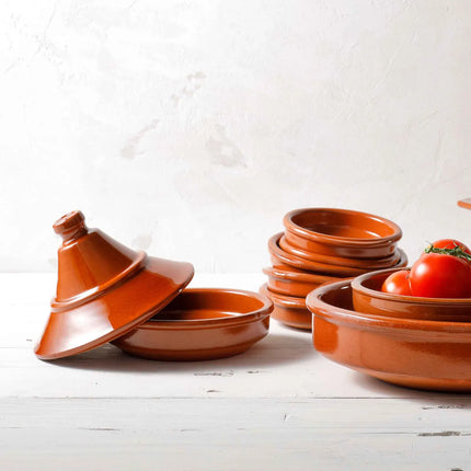 GGM Gastro (6 pcs) Tapas bowl with lid - CLASSICO - Stoneware - round - Ø 140mm - Brown