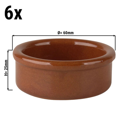 GGM Gastro (6 pcs) Tapas Butter Pot CLASSICO - 40ml - Ø 60mm - Height: 25mm - Brown