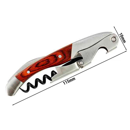 GGM Gastro (6 pcs) Waiter’s Friend Corkscrew - PREMIUM - PRO - Wooden Handle - Double-Hinged - with Foil Cutter - Teflon-Coated Worm - Length: 115mm - Brown Handle