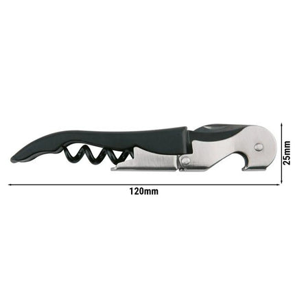 GGM Gastro (6 pcs) Waiter’s Friend Corkscrew - PRO - Double-Hinged - with Foil Cutter - Teflon-Coated Worm - Length: 120mm - Black