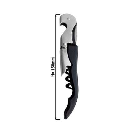 GGM Gastro (6 pcs) Waiter’s Friend Corkscrew - with Foil Cutter - Length: 150mm - Black