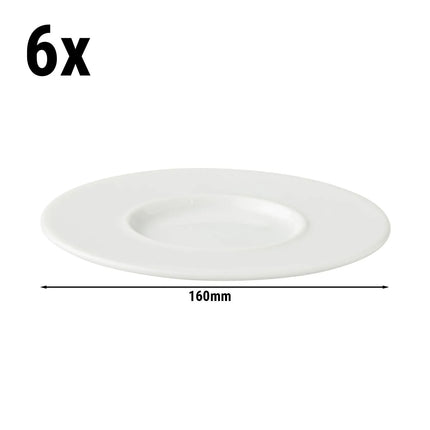 GGM Gastro (6 pcs) WHITE DELIGHT - Cappuccino saucers - Ø160mm - White