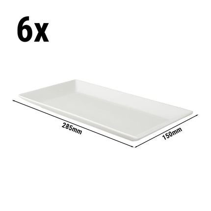 GGM Gastro (6 pcs) WHITE DELIGHT - Plate - Rectangular - 285x150mm - White