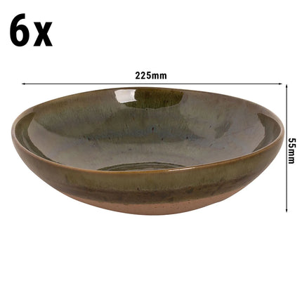 GGM Gastro (6 pcs) WISTERIA | Deep Plate - Stoneware - Ø220mm - Green/Beige