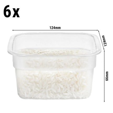 GGM Gastro (6 pieces) CAMBRO | CAMSQUARES® FreshPro Square Food Containers – 0.47 L – Clear – Dishwasher Safe