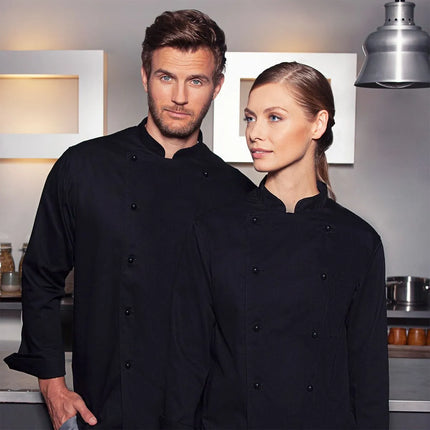 GGM Gastro (6 pieces) KARLOWSKY | Basic Chef Jacket – Unisex - Black - M - 10 Ball Buttons