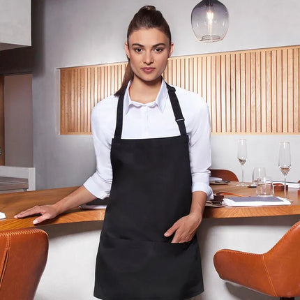 GGM Gastro (6 pieces) KARLOWSKY | Short Chef Bib Apron Basic – Black - 750x600 mm - Adjustable Neck Strap