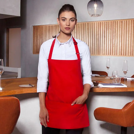 GGM Gastro (6 pieces) KARLOWSKY | Short Chef Bib Apron Basic – Red - 750x600 mm - Adjustable Neck Strap