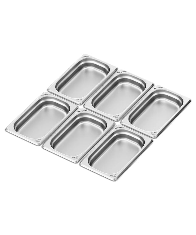 GGM Gastro (6 pieces) – Stainless Steel Gastronorm Pan GN 1/4 – Height 40 mm