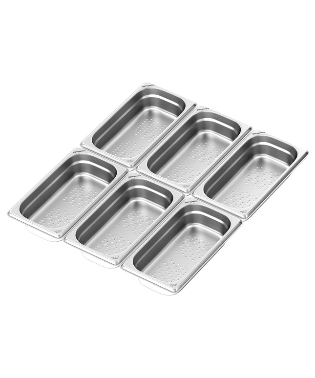 GGM Gastro (6 pieces) - Stainless steel GN container 1/3 - perforated - height 65 mm