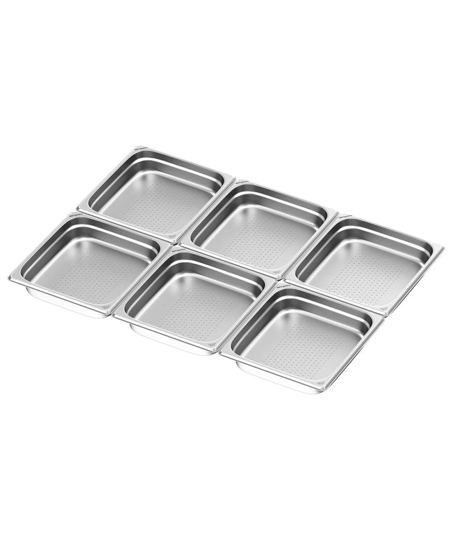 GGM Gastro (6 pieces) - Stainless steel GN container 2/3 - perforated - height 65 mm