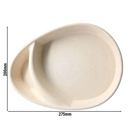 GGM Gastro (60 pcs) Compartment Tray - 275x200mm - with 2 compartments - teardrop-shaped - Cream White - Bio-Compound