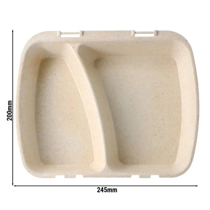 GGM Gastro (60 pcs) Reusable 2-Compartment Takeaway Container - 245x200mm - Cream White - Stackable