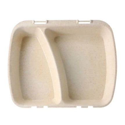 GGM Gastro (60 pcs) Reusable 2-Compartment Takeaway Container - 245x200mm - Cream White - Stackable