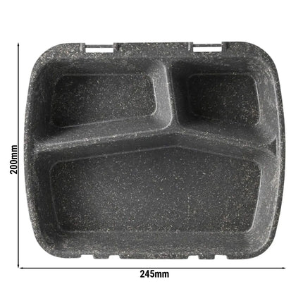 GGM Gastro (60 pcs) Reusable 3-Compartment Takeaway Container - 245x200mm - Grey - Stackable