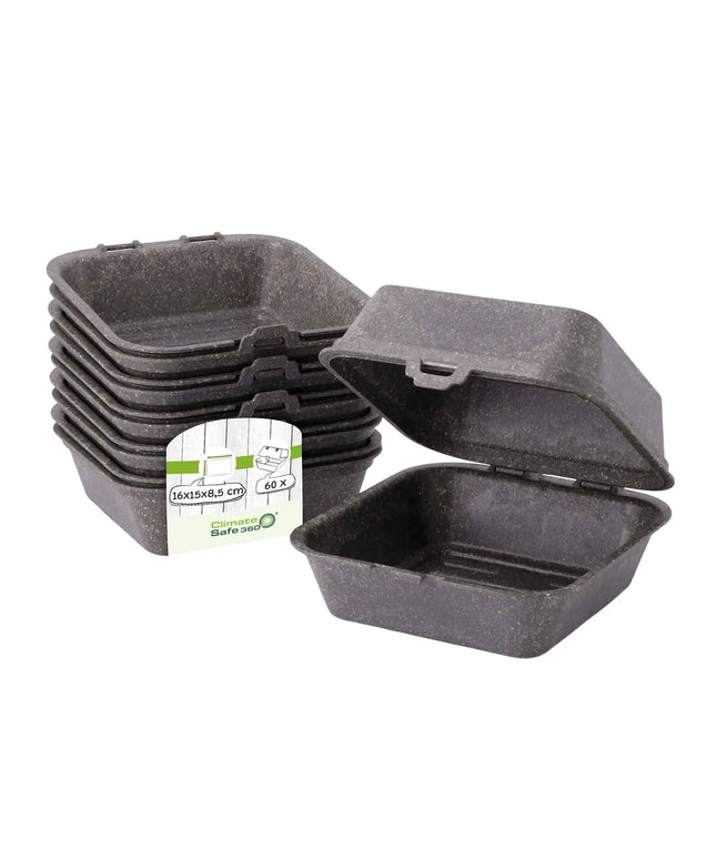 GGM Gastro (60 pcs) Reusable Burger Box - 157x148x84mm - Grey