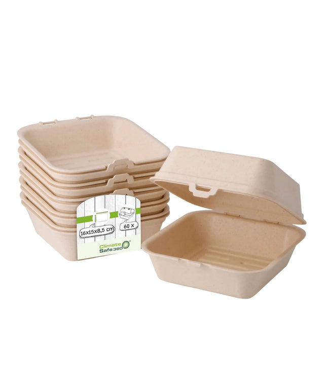 GGM Gastro (60 pcs) Reusable Burger Box - 160x150x85mm - Cream White