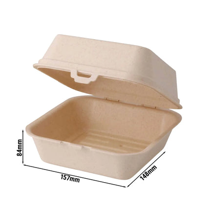 GGM Gastro (60 pcs) Reusable Burger Box - 160x150x85mm - Cream White