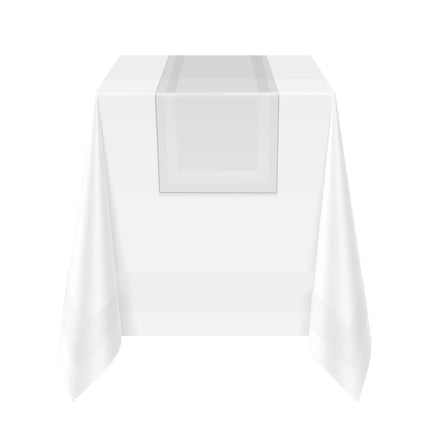 GGM Gastro (90 pcs) Damask Table Runner Tessin Atlas - Satin Band - 40x130cm - White