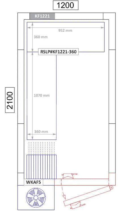 GGM Gastro Aluminium Shelf Set - L-shape - Installation depth: 360mm - Load capacity: 600kg