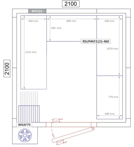 GGM Gastro Aluminium Shelf Set - U-shape - Installation depth: 460mm - Load capacity: 600kg