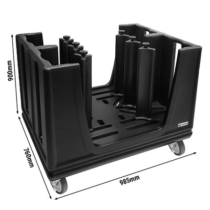 GGM Gastro Ambient Plate Dispenser  -  unheated - 985mm - with wheels & 6 adjustable separating grids - max. 180 - 480 plates - Polyethylene