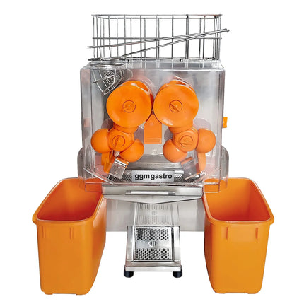 GGM Gastro Automatic Orange Juicer - 120W - 47kg - with 20 oranges/min, orange size 40-80mm, automatic feed, self-service - Stainless Steel