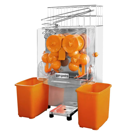 GGM Gastro Automatic Orange Juicer - 120W - 47kg - with 20 oranges/min, orange size 40-80mm, automatic feed, self-service - Stainless Steel