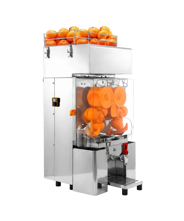 GGM Gastro Automatic Orange Juicer - 200W - 63kg - with 20 oranges/min, orange size 40–90mm, automatic feed, self-service - Stainless Steel