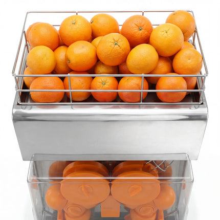 GGM Gastro Automatic Orange Juicer - 200W - 63kg - with 20 oranges/min, orange size 40–90mm, automatic feed, self-service - Stainless Steel