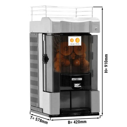 GGM Gastro Automatic Orange Juicer - 370W - 75kg - with 25 oranges/min, orange size 60-75mm, automatic feed, ideal for self-service - Grey