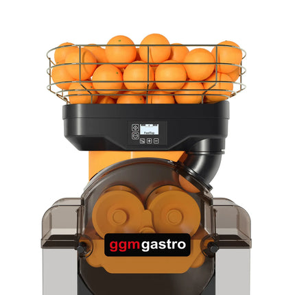 GGM Gastro Automatic Orange Juicer - 550W - 58kg - with automatic feed, 45 oranges/min, orange size 60-80mm, push & juice button, peel collection - Orange
