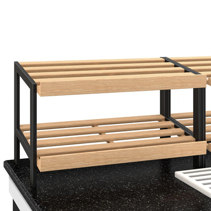 GGM Gastro Bakery Buffet Display Counter BELFAST - 2000mm - with 2 Shelves - on Castors - Black Granite Worktop