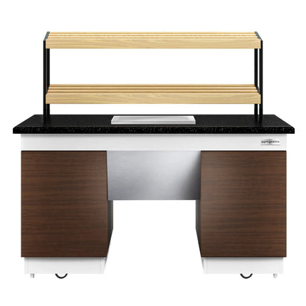 GGM Gastro Bakery Buffet Display Counter DUBLIN - 1600mm - with 2 Shelves - on Castors - Black Granite Worktop