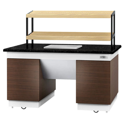 GGM Gastro Bakery Buffet Display Counter DUBLIN - 1600mm - with 2 Shelves - on Castors - Black Granite Worktop