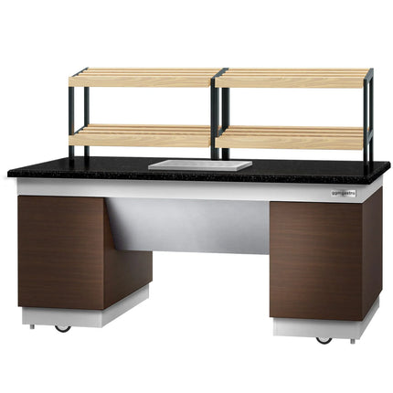 GGM Gastro Bakery Buffet Display Counter DUBLIN - 2000mm - with 2 Shelves - on Castors - Black Granite Worktop