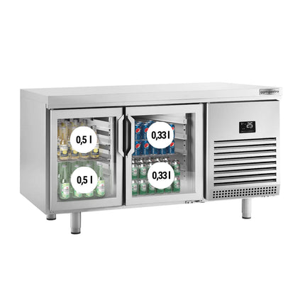 GGM Gastro Bakery Counter Fridge PREMIUM PLUS - 1618x800mm - glass doors - double glazing - capacity 400 litres