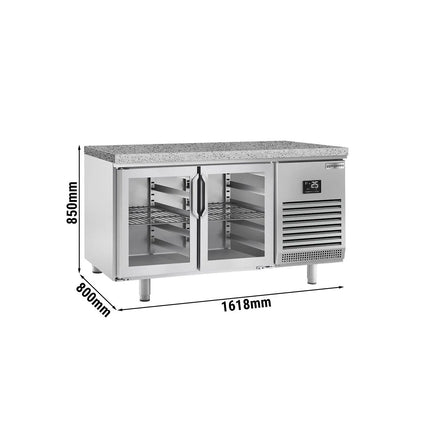GGM Gastro Bakery Counter Fridge PREMIUM PLUS - 1618x800mm - glass doors - granite worktop - capacity 420 litres