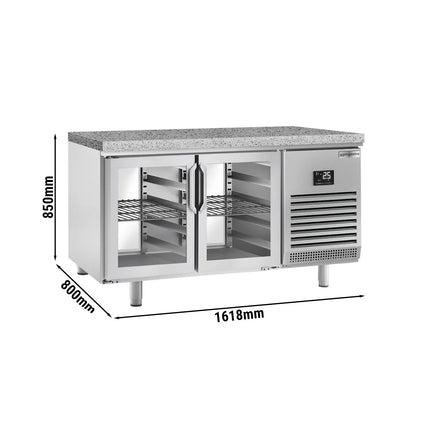 GGM Gastro Bakery Counter Fridge PREMIUM PLUS - 1618x800mm - glass doors - granite worktop - capacity 400 litres